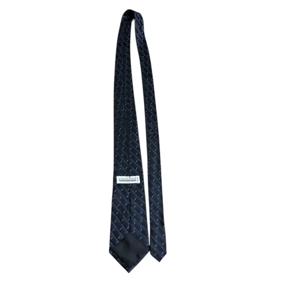 Joseph & Feiss Silk Tie Geometric Check Pattern Classic Width Mens Necktie 61”